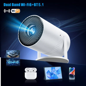 Salange P300 Mini Portable Projector - 4K 8K Video Decoding, 720P HD, Android 11, Wi-Fi, BT 5.1